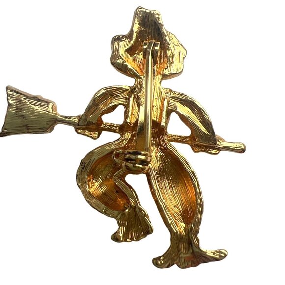 Vintage Avon Scarecrow Gold Tone Brooch Black Orange Enamel Halloween Rare Pin - Picture 4 of 5